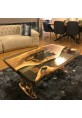 Driftwood Coffee Table with Tobacco Grey Translucent Epoxy