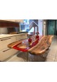 Raw Sienna Dining Table with Crimson River Epoxy