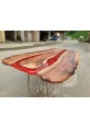 Raw Sienna Dining Table with Crimson River Epoxy