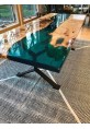 Tumbleweed Dining Table Divided by Transparent Deep Sea Epoxy