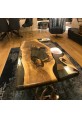 Driftwood Coffee Table with Tobacco Grey Translucent Epoxy