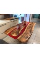 Raw Sienna Dining Table with Crimson River Epoxy